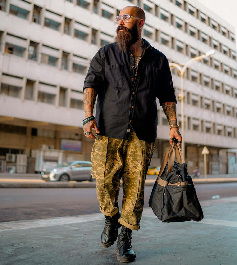 Confident Bearded Man Walking in the City