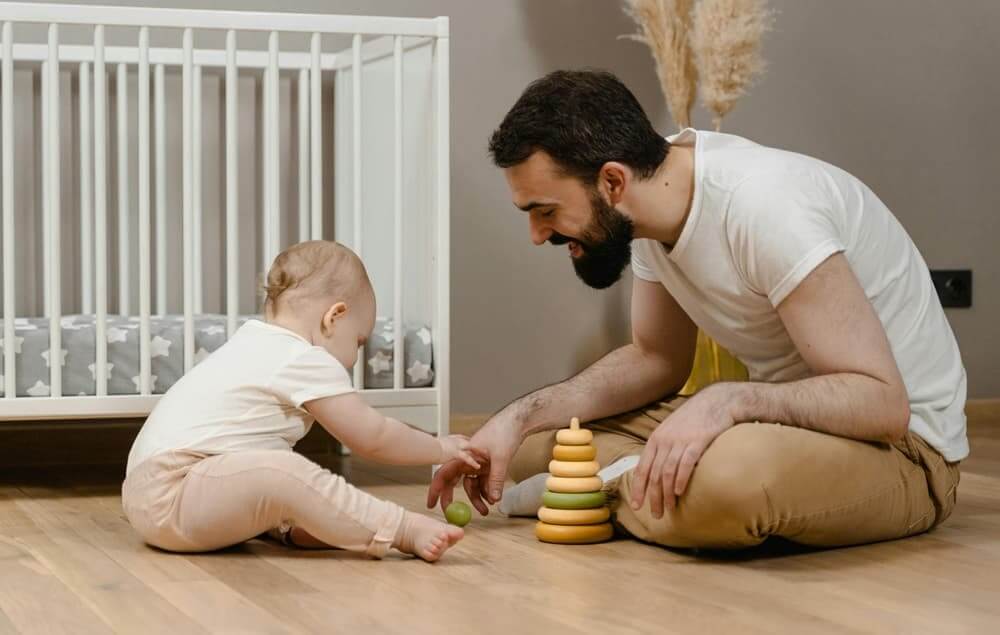 Bearded Father Playing with Child