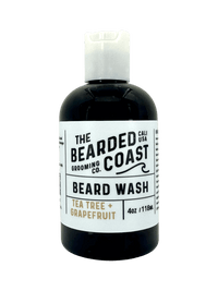 4oz bottle of Tea Tree + Grapefruit beard wash by The Bearded Coast