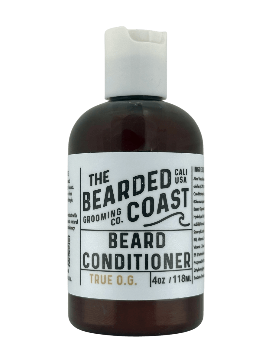 Organic beard conditioner in a 4oz eco-friendly bottle by Bearded Coast