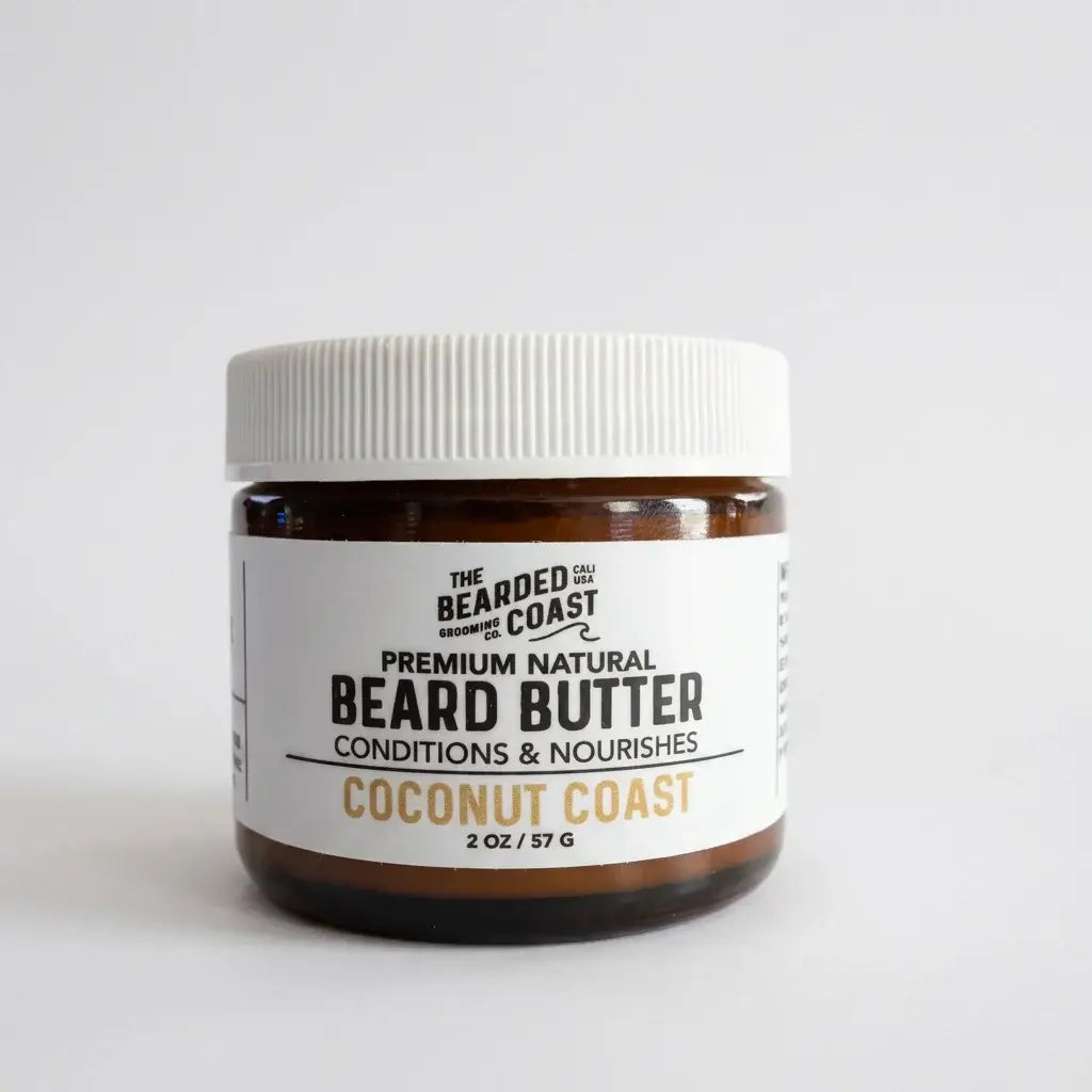 Coconut Coast Beard Butter - Toasted Coconut, Driftwood, Sea Salt, Lime in a jar by Bearded Coast.