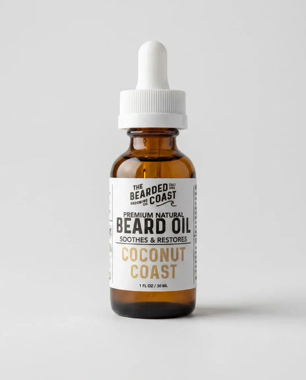 Coconut Coast Beard Oil - Toasted Coconut, Driftwood, Sea Salt, Lime bottle from The Bearded Coast, 1 oz.