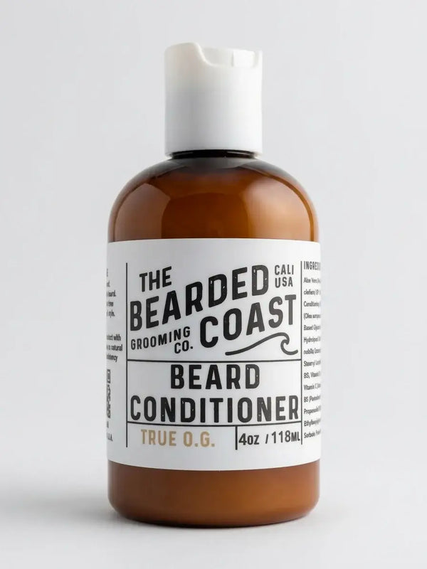 Bearded Coast True O.G. Unscented Beard Conditioner in a 4oz amber squeeze bottle — fragrance-free beard softener by Bearded Coast Grooming Co.