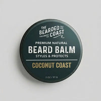 Coconut Coast Beard Balm - Toasted Coconut, Driftwood, Sea Salt, Lime in round tin by The Bearded Coast.