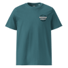 Radical Left Scum Club all gender organic ribbed neck t-shirt in teal with Bearded Coast logo.